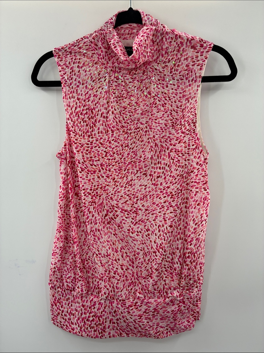 3For$20 Joseph Pink Multi-Spot Sleeveless Turtleneck Top size:M